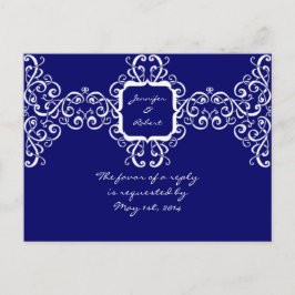 Monogram RSVP-Briefkaart met witte Romance Uitnodiging Briefkaart