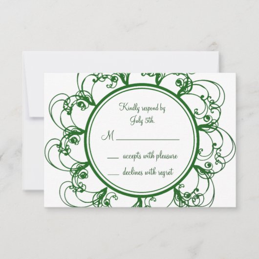 Monogram RSVP (groen) Kaartje (Voorkant)