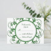 Monogram RSVP (groen) Kaartje (Staand voorkant)