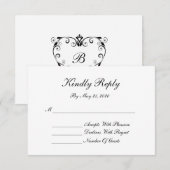 Monogram RSVP-kaart - Elegant script RSVP Kaartje (Voorkant / Achterkant)