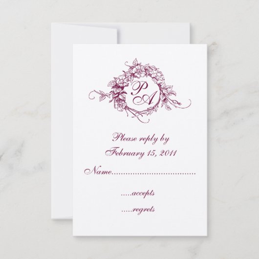 Monogram RSVP Kaartje (Voorkant)