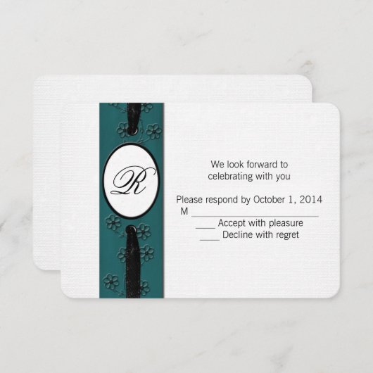 Monogram RSVP met lint Kaart (Voorkant / Achterkant)