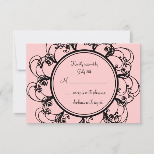 Monogram RSVP (roze) (Voorkant)