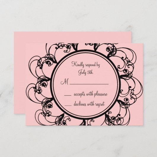 Monogram RSVP (roze) (Voorkant / Achterkant)