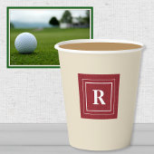 Monogram, Ruby Red Denim Print 8oz papieren bekers