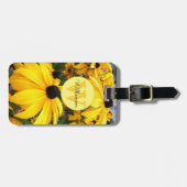 Monogram Rudbeckia Black Eyed Susan Flower Custom Bagagelabel (Voorkant horizontaal)