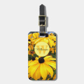 Monogram Rudbeckia Black Eyed Susan Flower Custom Bagagelabel (Voorkant verticaal)