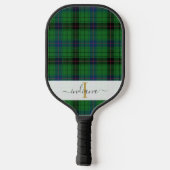 Monogram ruitpatroon script naam rustieke tartan pickleball paddle (Achterkant)