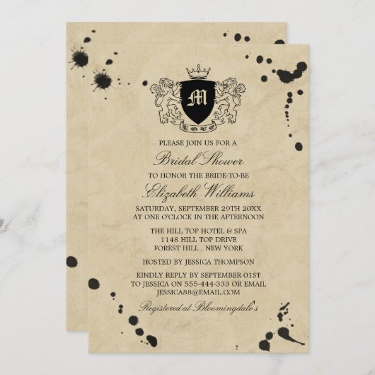 monogram rust- en inkt Vrijgezellenfeest Kaart (Voorkant / Achterkant)