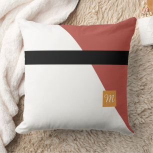 Monogram Rust Goud Kleur Geblokkeerd Kussen