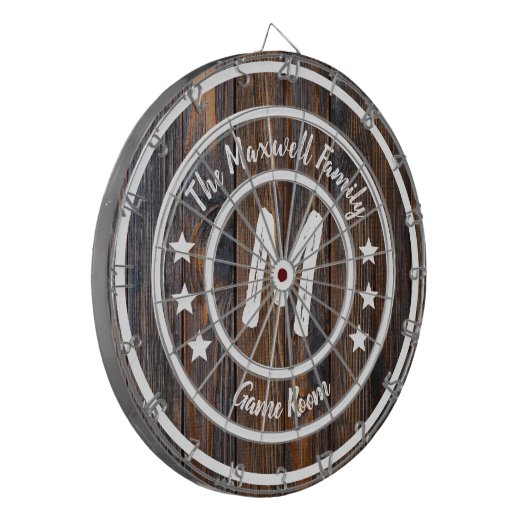 Monogram Rustic Barn Wood Dartbord (Voorkant Links)