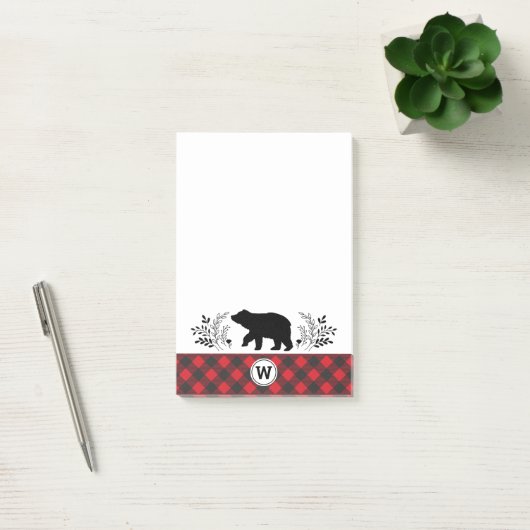 Monogram Rustic Beer Buffalo Plaid Post-it® Notes (Kantoor)