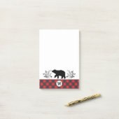 Monogram Rustic Beer Buffalo Plaid Post-it® Notes (Op bureau)