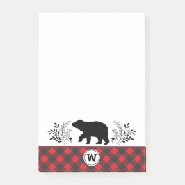 Monogram Rustic Beer Buffalo Plaid Post-it® Notes