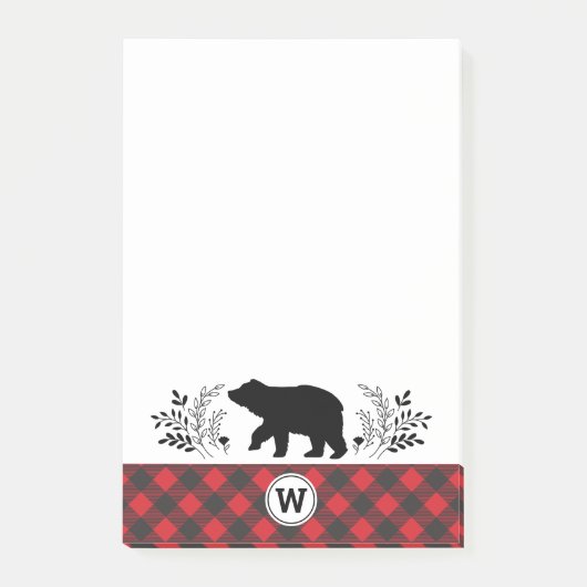 Monogram Rustic Beer Buffalo Plaid Post-it® Notes (Voorkant)