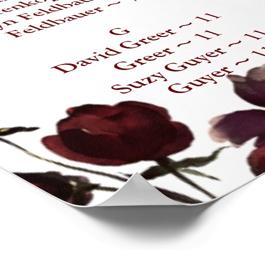 Monogram Rustic Bloom Blush Burgundy Herfst Kleur Poster (Hoek)