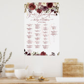 Monogram Rustic Bloom Blush Burgundy Herfst Kleur Poster (Keuken)