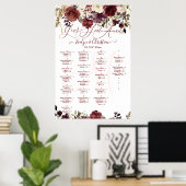 Monogram Rustic Bloom Blush Burgundy Herfst Kleur Poster (Thuiskantoor)