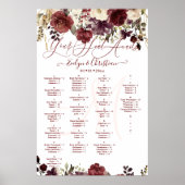 Monogram Rustic Bloom Blush Burgundy Herfst Kleur Poster (Voorkant)