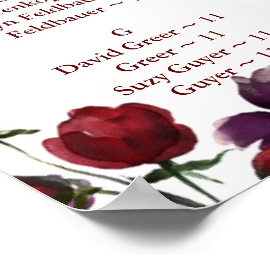 Monogram Rustic Bloom Roze Burgundy Stof Paars Poster (Hoek)