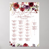 Monogram Rustic Bloom Roze Burgundy Stof Paars Poster (Voorkant)