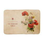 Monogram  Rustic Bouquet Red Poppies beige Badmat (Voorkant)