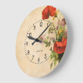 Monogram  Rustic Bouquet Red Poppies beige Grote Klok (Hoek)