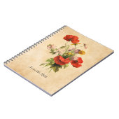 Monogram  Rustic Bouquet Red Poppies beige Notitieboek (Linkerzijde)
