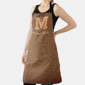 Monogram Rustic Bruin Leren Naam Schrift Modern Schort (Insitu)