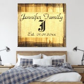 Monogram Rustic Burlap Linen Wood Kijk uit Canvas Afdruk (Insitu (Slaapkamer))