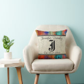 Monogram Rustic Burlap Paint Wood Kijk #2 Kussen (Stoel)