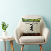 Monogram Rustic Burlap Paint Wood Kijk #5 Kussen (Stoel)