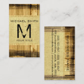 Monogram Rustic Burlap Wood Kijk Visitekaartje (Voorkant / Achterkant)