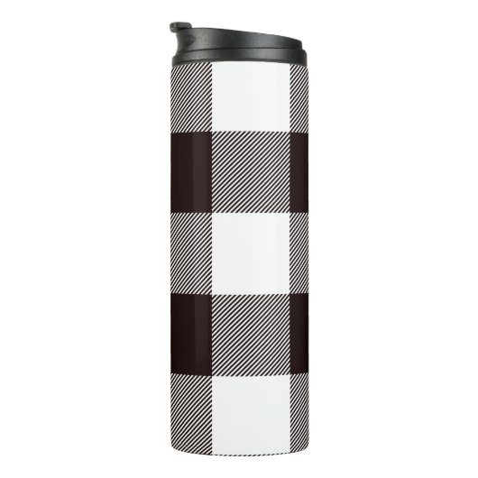 Monogram Rustic Chic Plaid Brown Thermosbeker (Geroteerd rechts)