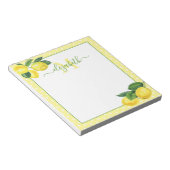 Monogram rustic country lemon waterverf polka dot notitieblok (Schuin)