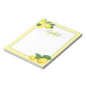 Monogram rustic country lemon waterverf polka dot notitieblok (Linkerzijde)