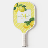 Monogram rustic country lemon waterverf polka dot pickleball paddle (Voorkant)