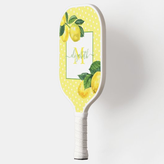 Monogram rustic country lemon waterverf polka dot pickleball paddle (Links)