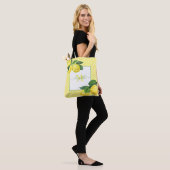 Monogram rustic country lemon waterverf polka dot tote bag (Op model)