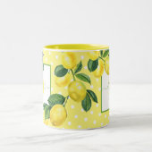 Monogram rustic country lemon waterverf polka dot tweekleurige koffiemok (Center)