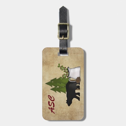 Monogram Rustic Country Mountain Silhouette Beer Bagagelabel (Voorkant verticaal)