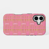 Monogram Rustic Daisy Bloem Roze iPhone 16 Hoesje (Achterkant horizontaal)
