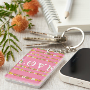Monogram Rustic Daisy Bloem Sleutelhanger