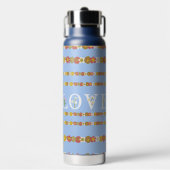 Monogram Rustic Daisy Floral Love Blue Water Bottl Waterfles (Voorkant)