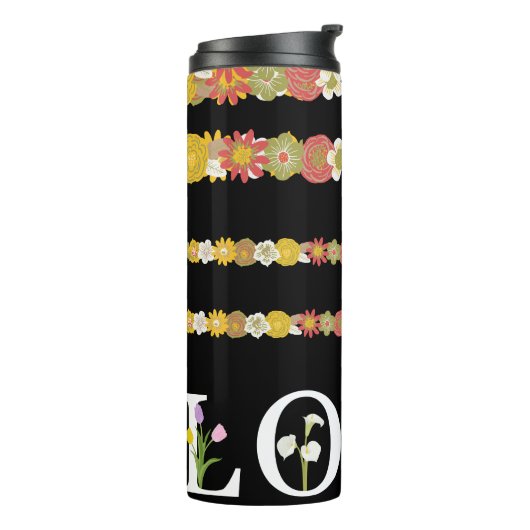 Monogram Rustic Daisy Floral Love Thermosbeker (Gedraaid links)