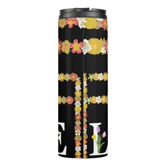 Monogram Rustic Daisy Floral Love Thermosbeker (Achterkant)