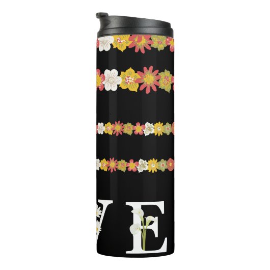 Monogram Rustic Daisy Floral Love Thermosbeker (Geroteerd rechts)