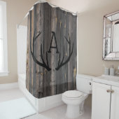 Monogram Rustic Dark Wood Antlers Douchegordijn (In situ)