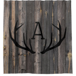 Monogram Rustic Dark Wood Antlers Douchegordijn