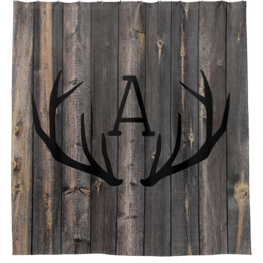 Monogram Rustic Dark Wood Antlers Douchegordijn (Voorkant)